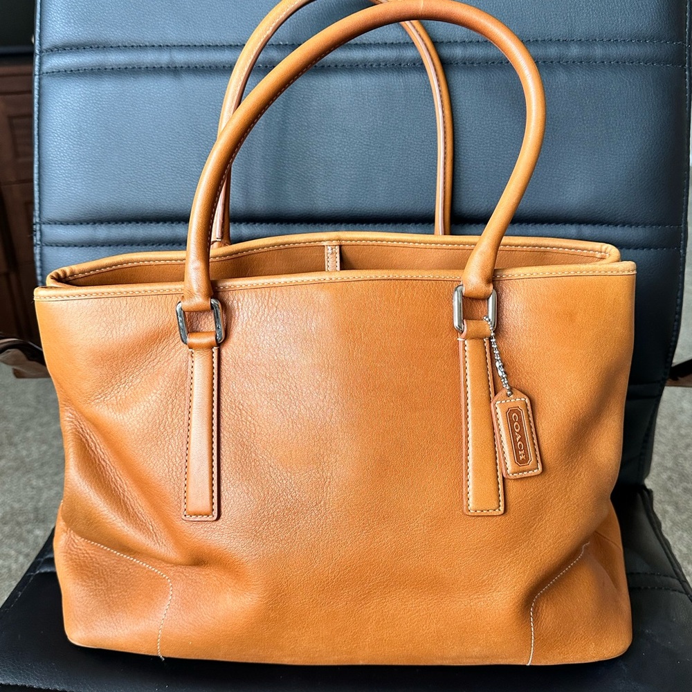 Coach Tan Leather Hampton Tote Bag
